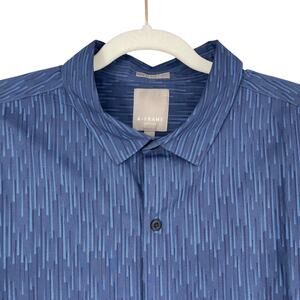 A-frame Shirt Mens XL Blue Geo Print Cotton Stretch Button Front Business Casual